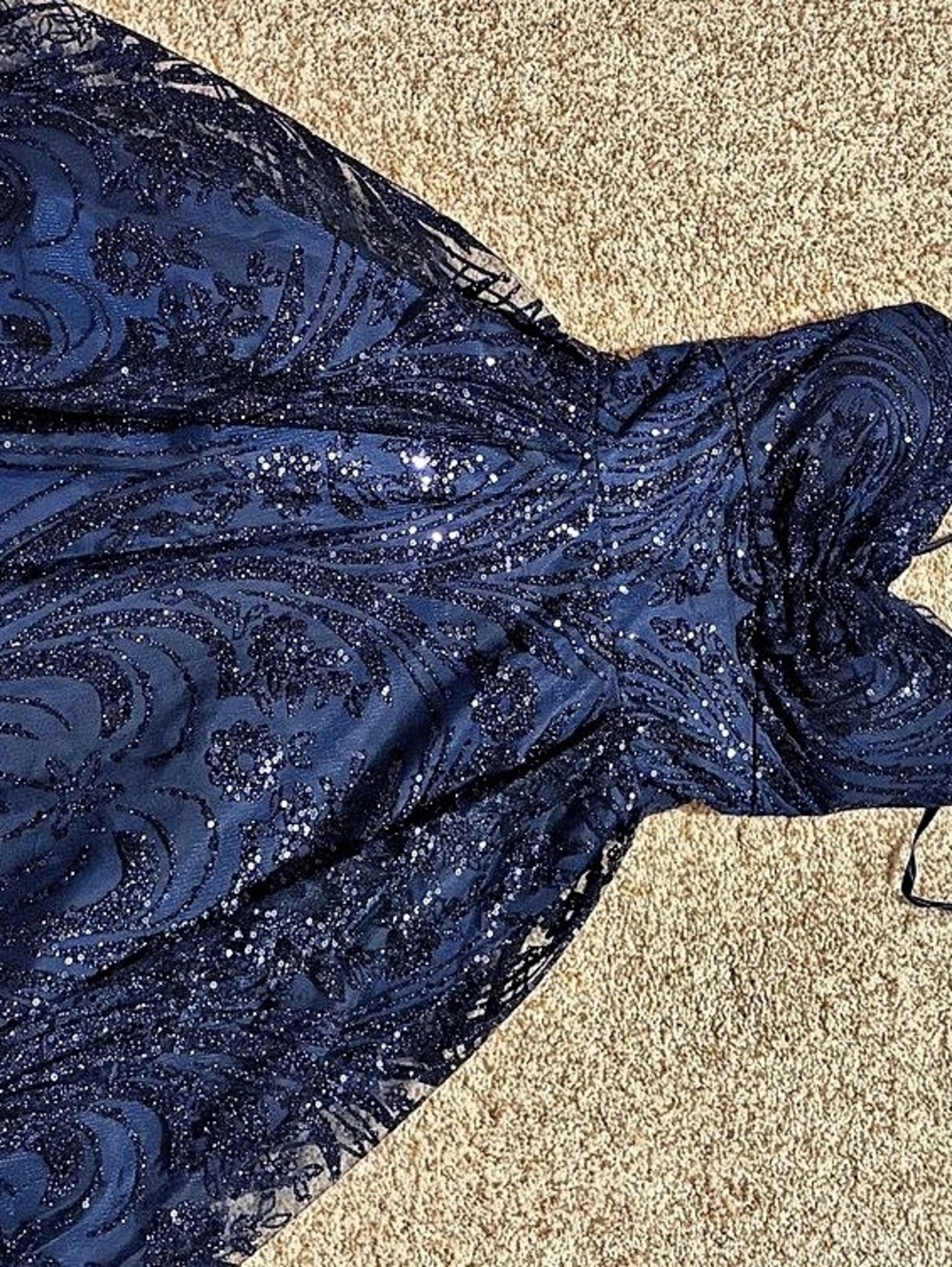 Blondie Nites size 1/2 Navy Lace Sequin Mini Dress Like New